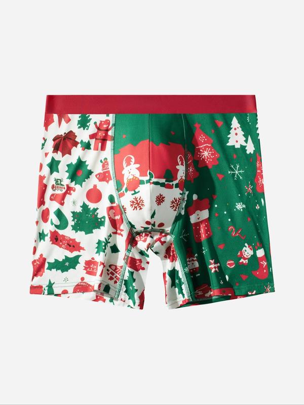 Men's Christmas Print Boxer Brief, Casual Comfy Breathable Underwear for Daily Wear, Men's Underwear for All Seasons