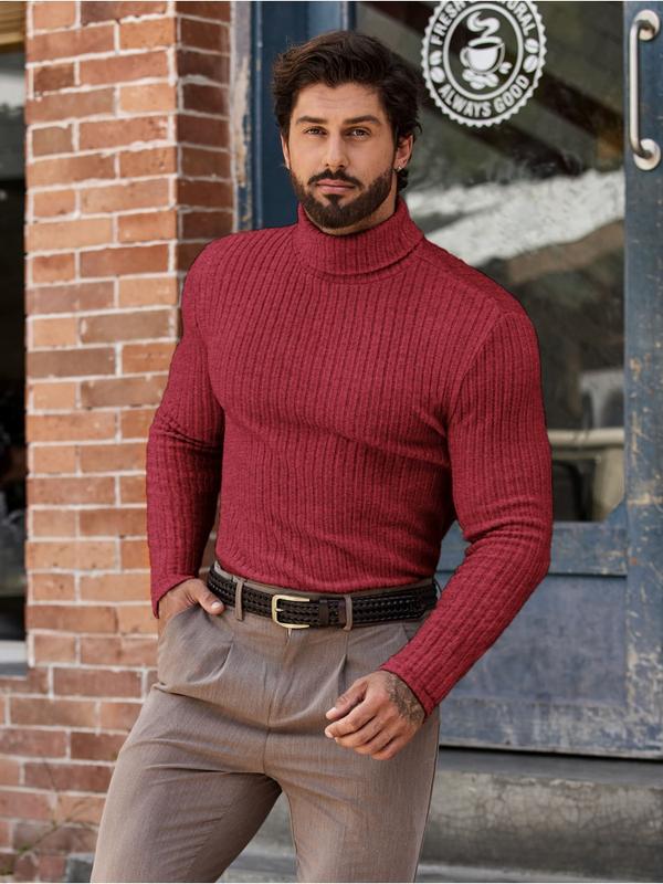 Ekouaer tiktok shop Men Turtleneck Shirts Lightweight Long Sleeve T Shirt Ribbed Thermal Tops Baselayer Pullover thermal underwear  Plain Menswear