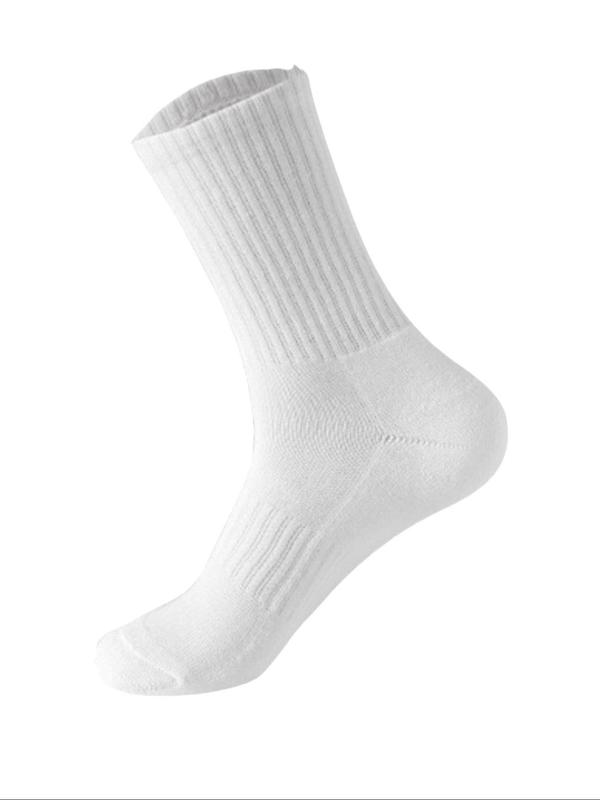 Men's Solid Mid-calf Socks, Casual Comfortable Breathable Socks for Daily Wear, Men's Socks for All Seasons