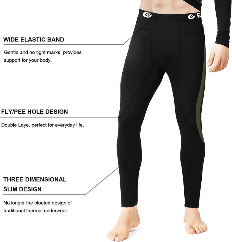 Men's Thermal Underwear Set Long Johns Set with Fleece Lined Skiing Winter Warm Base Layers for Cold Weather