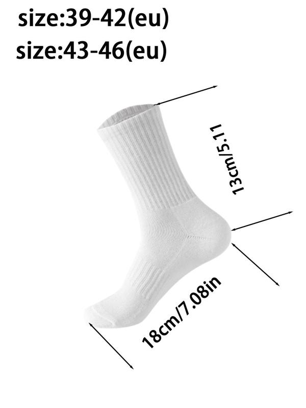 Men's Solid Mid-calf Socks, Casual Comfortable Breathable Socks for Daily Wear, Men's Socks for All Seasons