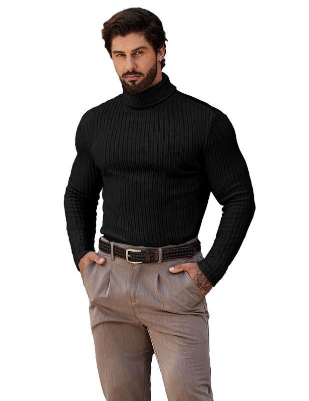 Ekouaer tiktok shop Men Turtleneck Shirts Lightweight Long Sleeve T Shirt Ribbed Thermal Tops Baselayer Pullover thermal underwear  Plain Menswear