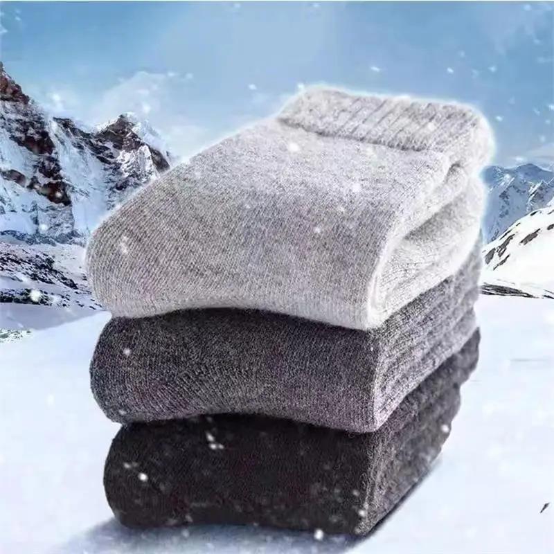 4Pairs Lot Men's Winter Super Thick Thermal Socks Wool Men Women Solid High Quality Merino Wool Socks Cold Snow Warm Wool Socks