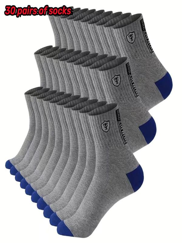 Men's Letter & Graphic Print Crew Socks, Summer Wear 2024, Casual Moisture Wicking Socks, Soft Comfy Breathable Socks for All Seasons Daily Wear