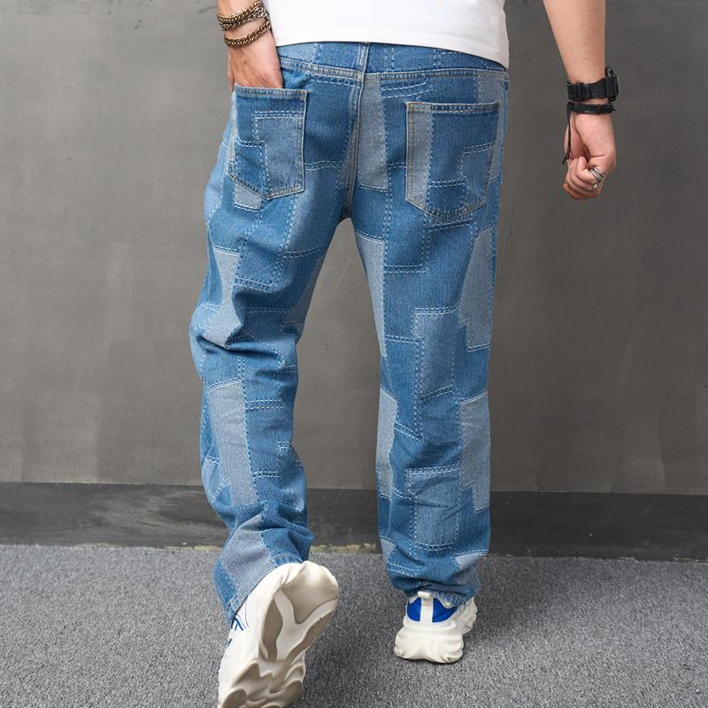 Cargo  Loose Multiple pockets Straight Male Denim Trousers Stylish Distressed Carpenter Denim Pants Menswear Underwear men jeans Human Beige Checked Plaid