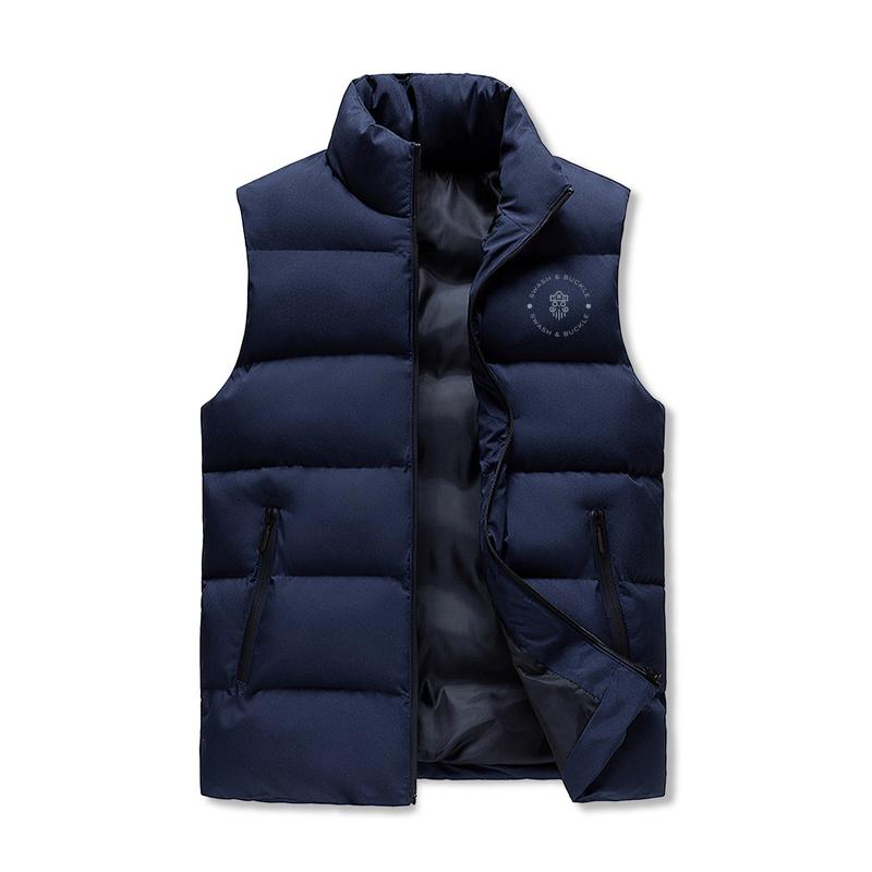 Swash & Buckle Mens Warm Stand Collar Zip Up Puffer Vest