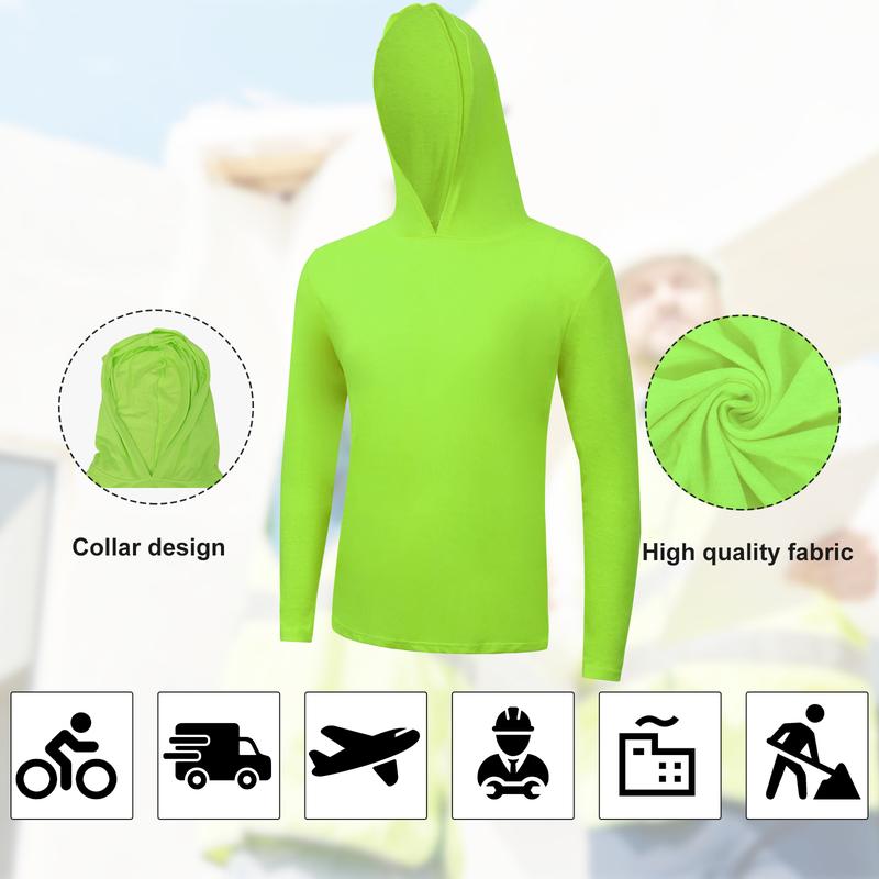 4 Pack Hi-Vis Hooded Long-Sleeve Safety Shirt  safety hoodie Breathable Fabric Protective Clothing Menswear mc j Workwear long sleeve