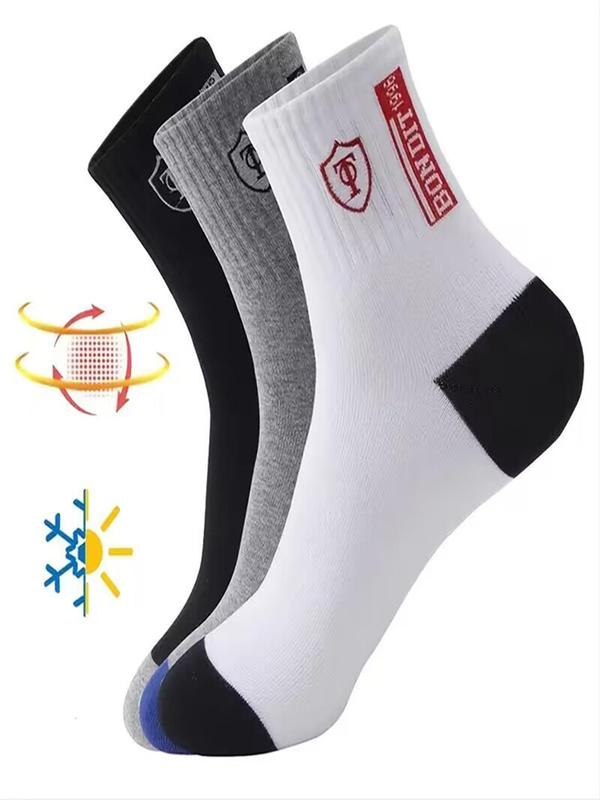 Men's Letter & Graphic Print Crew Socks, Summer Wear 2024, Casual Moisture Wicking Socks, Soft Comfy Breathable Socks for All Seasons Daily Wear