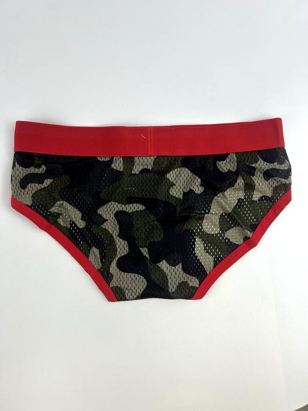 Men's Regular Fit Colorblock Camo Print Mesh Briefs, Breathable Comfy Soft Underpants for Daily Wear,  Underwear for Men, Men's Underwear Bottoms for All Seasons, Menswear