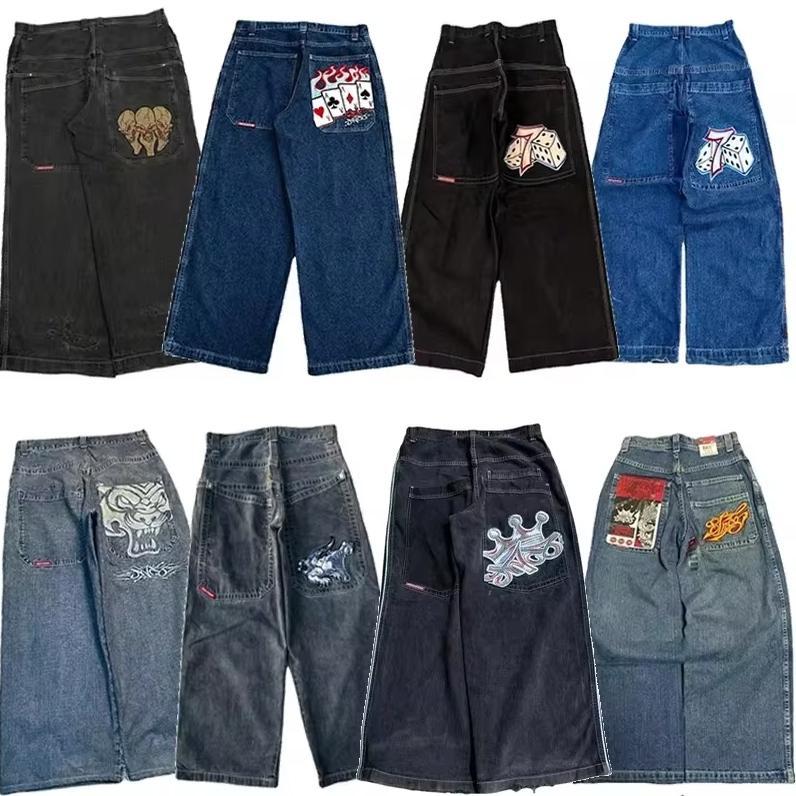 Vintage JNCO Y2K Baggy Jeans Men Gothic Embroidery High Quality Jeans Streetwear Unisex Casual Wide Leg Hip Hop Jeans