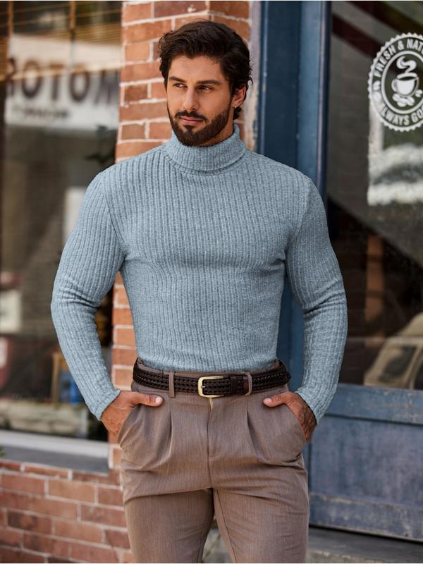 Ekouaer tiktok shop Men Turtleneck Shirts Lightweight Long Sleeve T Shirt Ribbed Thermal Tops Baselayer Pullover thermal underwear  Plain Menswear