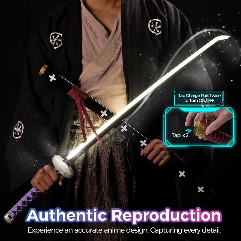 Light Up One Piece Trafalgar Law Sword Purple light - 40 inches Anime Cosplay Prop Menswear Clothing Costumes Japanese Kantana Menswear Clothing