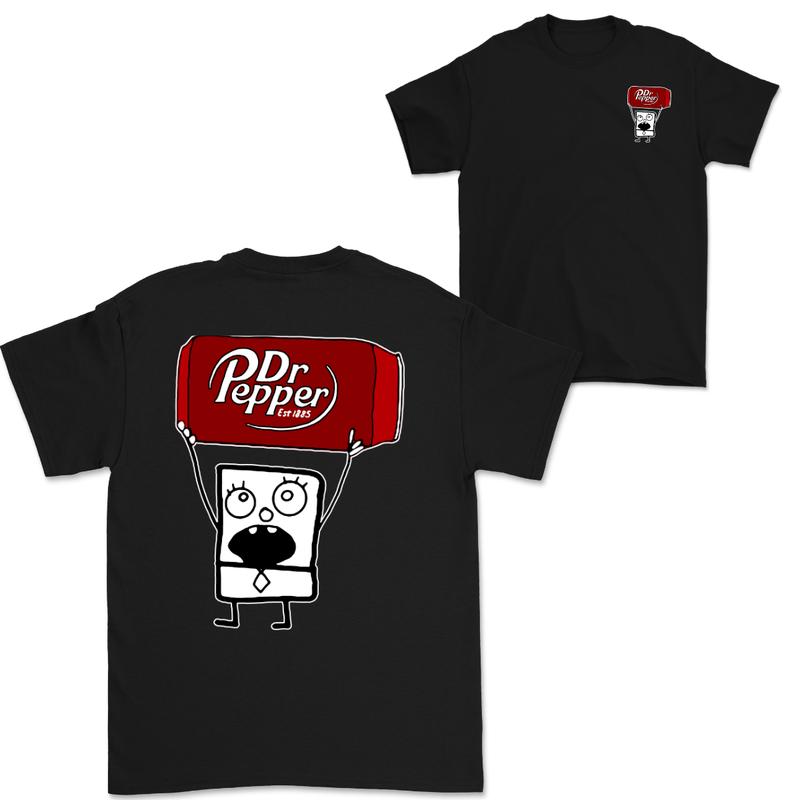 Dr Pepper Doodlebob T-shirt , Doodlebob Shirt, Dr Pepper Shirt, Double Sided Graphic Printed Unisex Classic  Cotton T-Shirts in all Sizes all Colors for Men and for Women