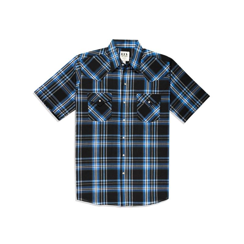 Men's Ely Cattleman Short Sleeve Plaid Western Snap Shirt