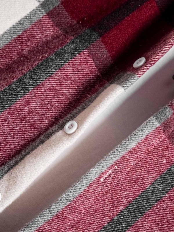 Men's Plaid Print Button Front Shirt Jacket, Regular Fit Casual Long Sleeve Collared Outerwear for Winter, Men's Clothes for Daily Wear