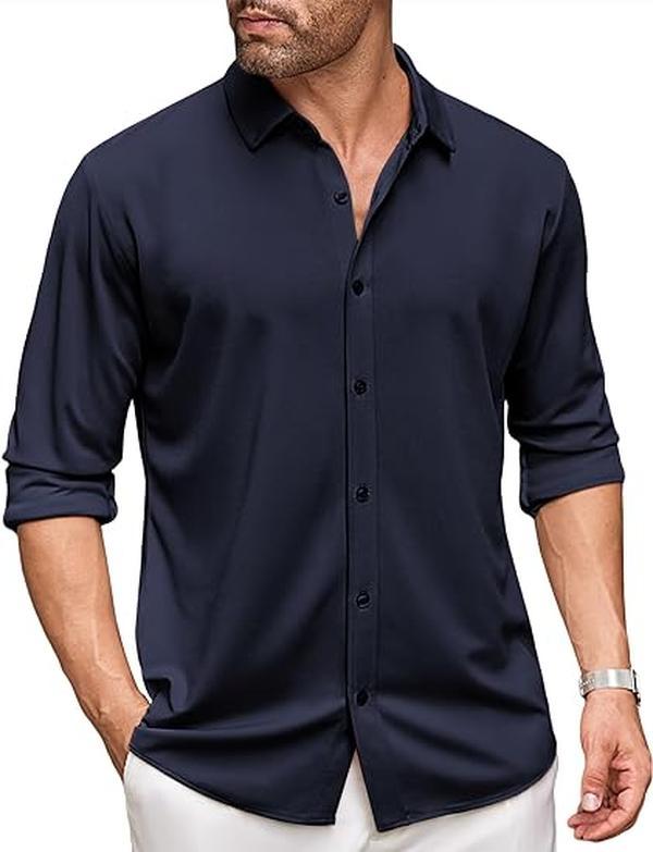 COOFANDY Men's Long Sleeve Wrinkle Free Shirt Button Down Casual Dress Shirts Menswear Soft Top Classic