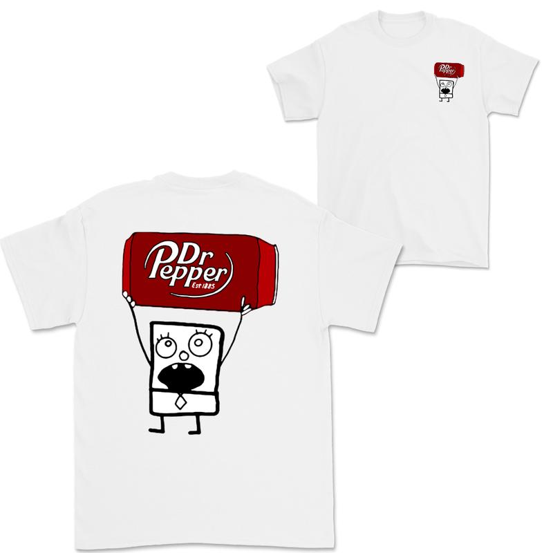 Dr Pepper Doodlebob T-shirt , Doodlebob Shirt, Dr Pepper Shirt, Double Sided Graphic Printed Unisex Classic  Cotton T-Shirts in all Sizes all Colors for Men and for Women