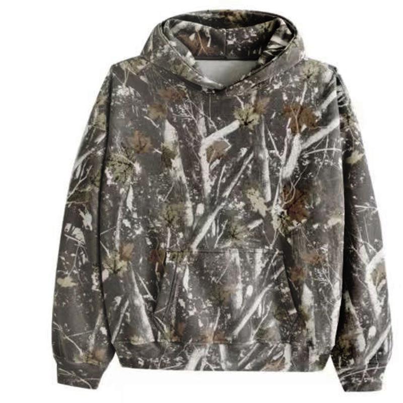 Camouflage printed fleece trousersfor men and women with pocketsoversized baggy sweatpants Casual Cotton Clothing Hoodie Long Sleeve Menswear Basic Fashion Kangaroo Leaf Long Loose Overalls Pullover