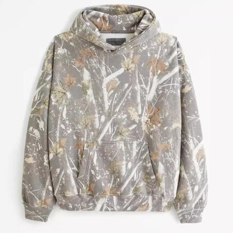 Camouflage printed fleece trousersfor men and women with pocketsoversized baggy sweatpants Casual Cotton Clothing Hoodie Long Sleeve Menswear Basic Fashion Kangaroo Leaf Long Loose Overalls Pullover