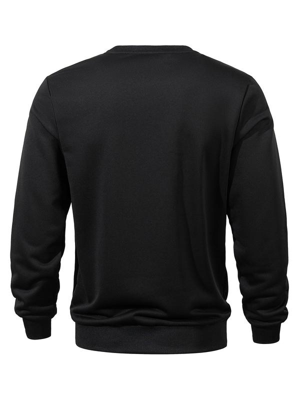 Men's Solid Color Crew Neck Sweatshirt, Regular Fit Casual Fashion Long Sleeve Pullover for Fall & Winter, Men's Clothes for Daily Wear