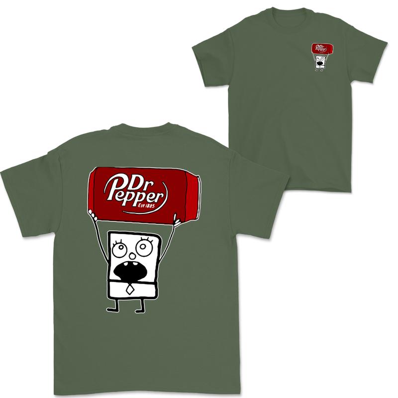 Dr Pepper Doodlebob T-shirt , Doodlebob Shirt, Dr Pepper Shirt, Double Sided Graphic Printed Unisex Classic  Cotton T-Shirts in all Sizes all Colors for Men and for Women