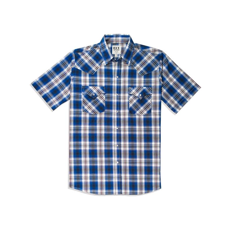 Men's Ely Cattleman Short Sleeve Plaid Western Snap Shirt