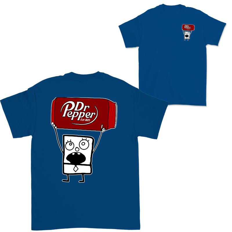 Dr Pepper Doodlebob T-shirt , Doodlebob Shirt, Dr Pepper Shirt, Double Sided Graphic Printed Unisex Classic  Cotton T-Shirts in all Sizes all Colors for Men and for Women