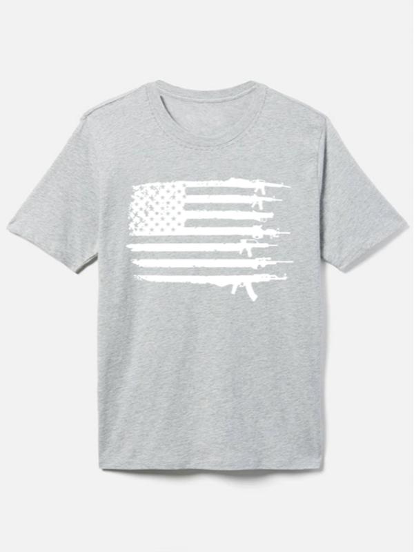 Men's Flag Print Round Neck 4th of July Tee, Summer Outfits 2024, Regular Fit Casual Streetwear Short Sleeve Crew Neck T-Shirt for Summer, Graphic Tees, Fashion Men's Top for Daily Wear