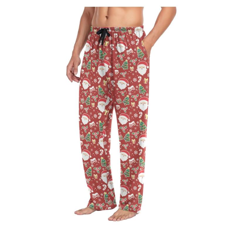 Christmas Santa Claus Tree Mens Pajama Pants Lounge Men's Pajama Bottoms Soft Sleep Pants With Pockets