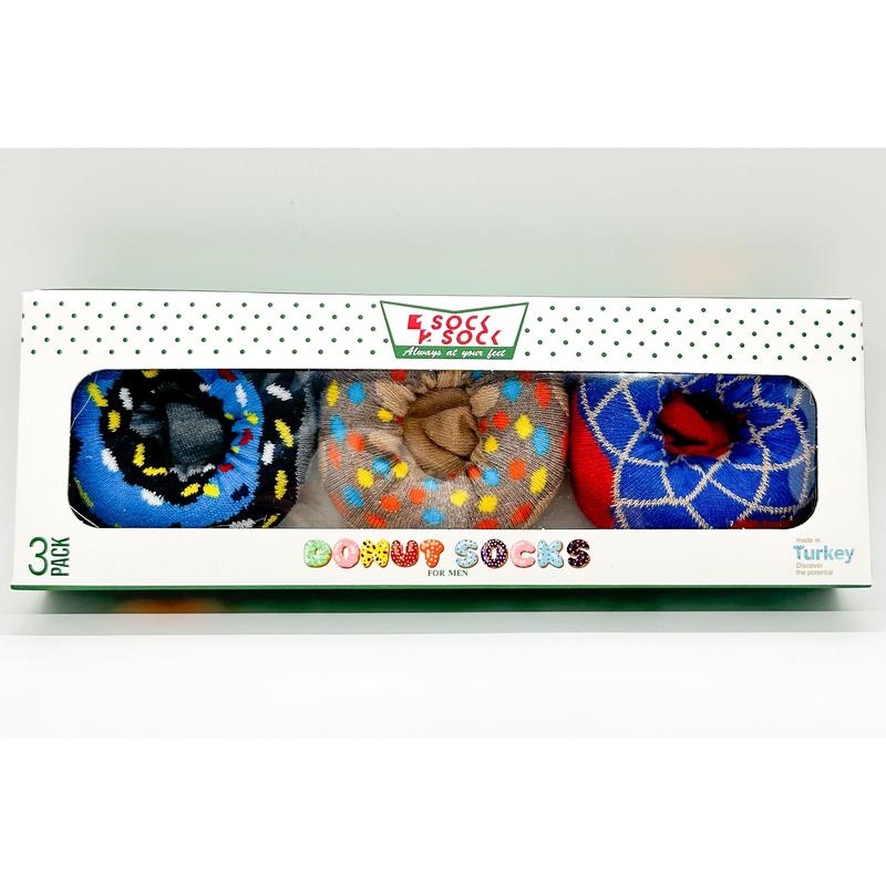 Men's Donut Socks - 3 Pack Colorful Menswear