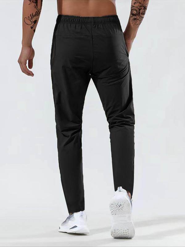 Solid Drawstring Waist Pants for Men, Regular Fit Casual Comfy Pocket Trousers for Summer, Men's Bottoms for Daily Wear,  First Day Of High School Outfit 2024