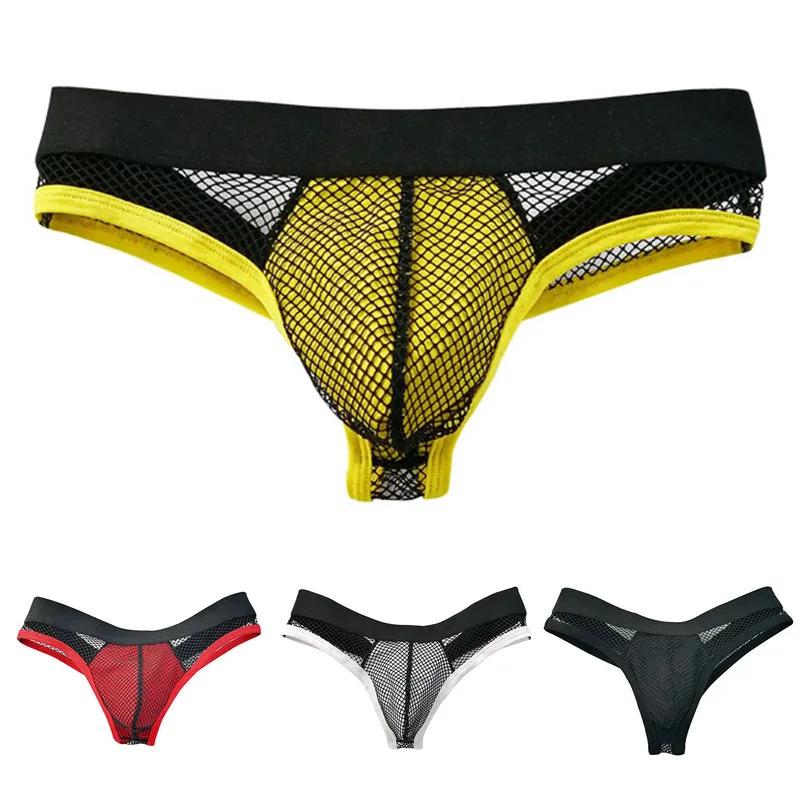 Mens fishing net smart thin strap sexy underwear new lace transparent underwear high stretch underpants Japanese man underwear