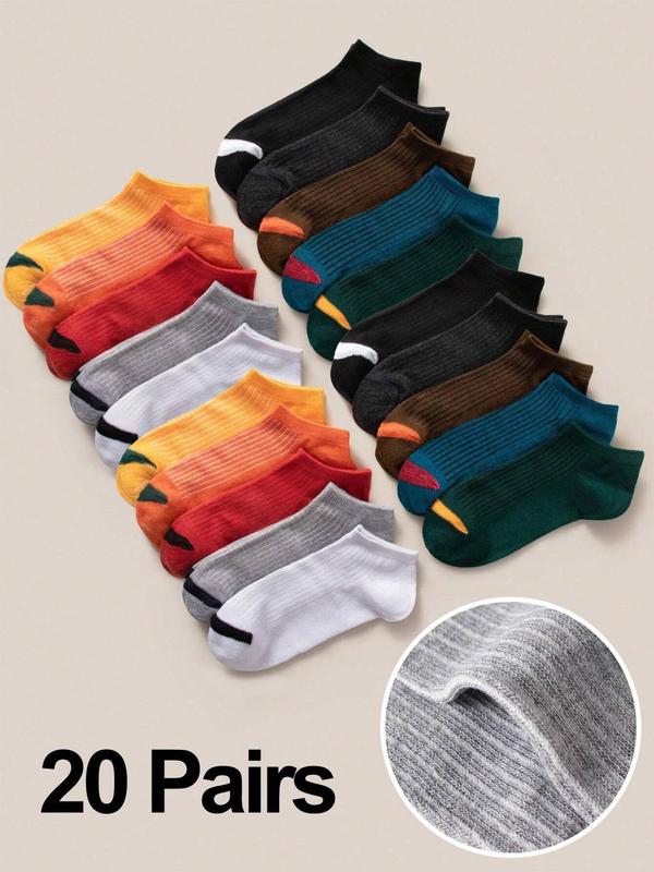 Men's Colorblock Ankle Socks, Casual Comfortable Breathable Low Cut Socks for Daily Wear, Multipack Knit Socks for All Seasons