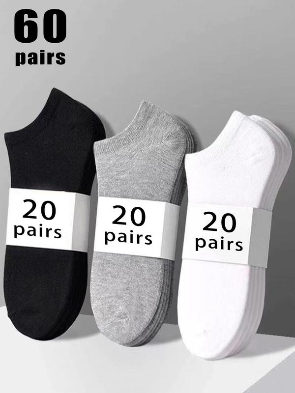 Men's Solid Low Cut Ankle Socks, Casual Comfy Breathable Socks for Daily Wear, Multipack Knit Socks for All Seasons