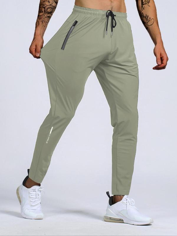 Solid Drawstring Waist Pants for Men, Regular Fit Casual Comfy Pocket Trousers for Summer, Men's Bottoms for Daily Wear,  First Day Of High School Outfit 2024