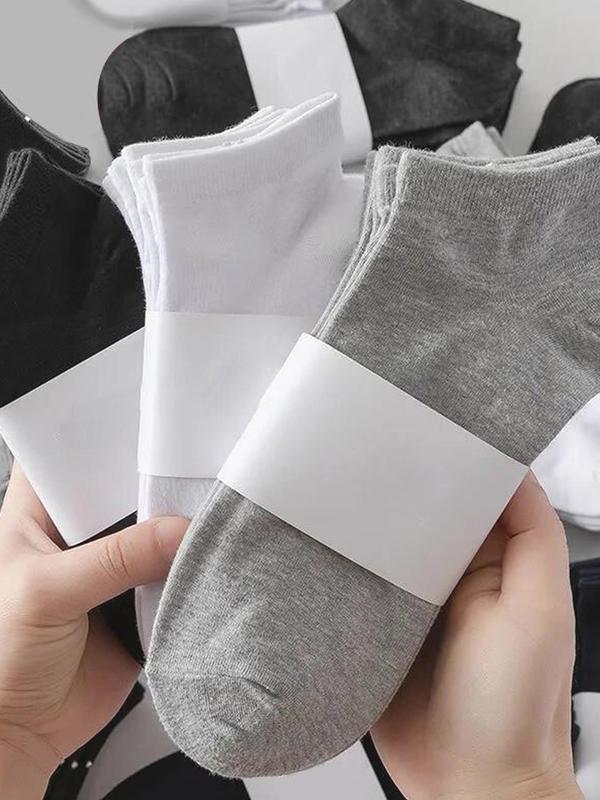 Men's Solid Low Cut Ankle Socks, Casual Comfy Breathable Socks for Daily Wear, Multipack Knit Socks for All Seasons