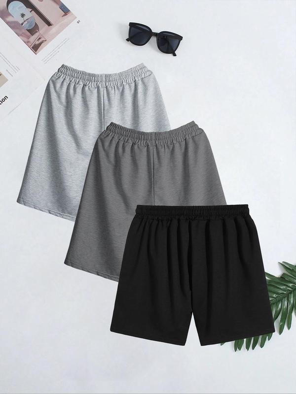 Men's Plain Drawstring Pocket Shorts, Summer Clothes, Loose Casual Shorts for Summer, Shorts for Men, Men's Back To School Bottoms for Daily Wear, Menswear