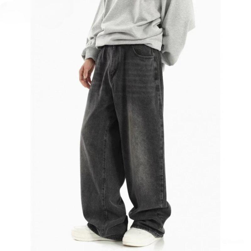 J1 Unisex Baggy Jeans in Washed Black and Grey Denim for Casual Occasions - Pants, Stylish Menswear Man