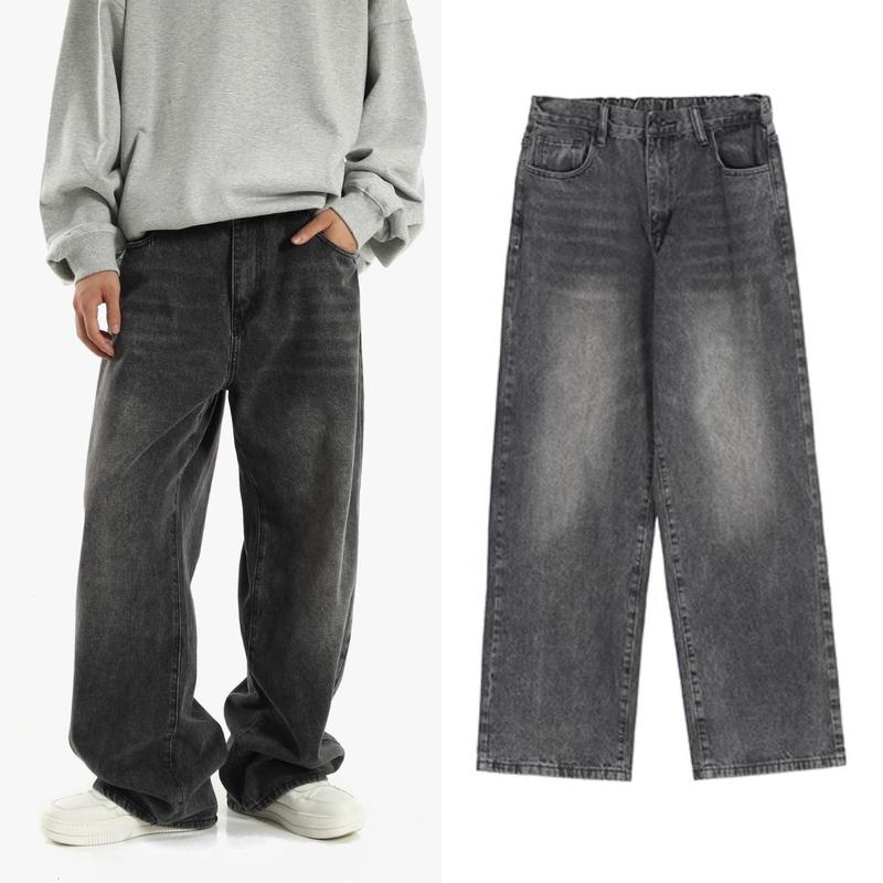 J1 Unisex Baggy Jeans in Washed Black and Grey Denim for Casual Occasions - Pants, Stylish Menswear Man