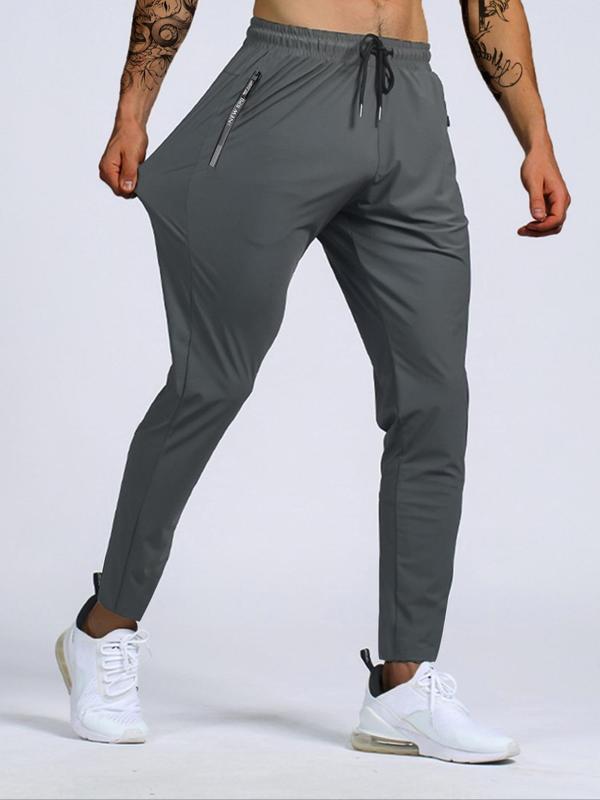 Solid Drawstring Waist Pants for Men, Regular Fit Casual Comfy Pocket Trousers for Summer, Men's Bottoms for Daily Wear,  First Day Of High School Outfit 2024