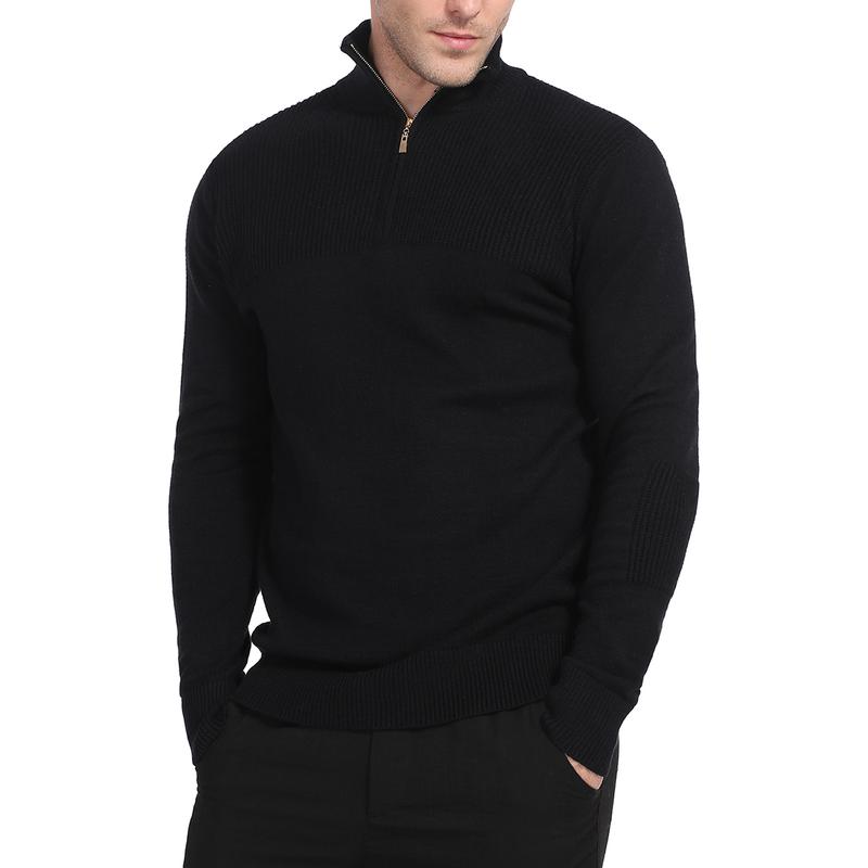 Men's Quarter Zip Pullover Sweater, Casual Turtleneck Knit Long Sleeve, Fall Winter Clothes