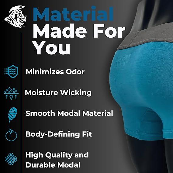 Real Men Boxer Brief Modal 3 Pk 3 Inch (Black Blue Grey) Jersey Menswear Underwear Set Stretchy Stretch Multicolor Plain Spandex