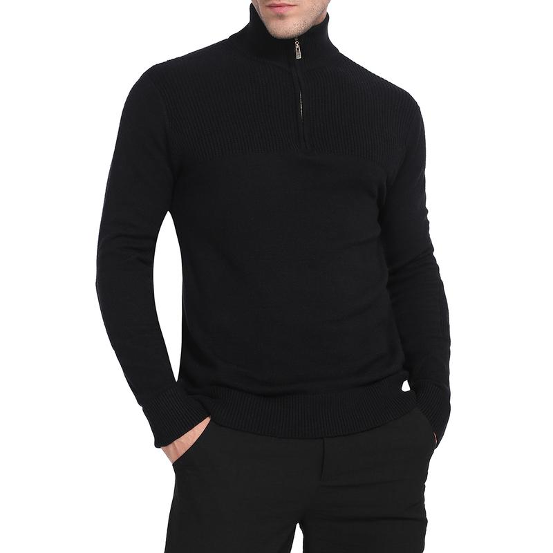 Men's Quarter Zip Pullover Sweater, Casual Turtleneck Knit Long Sleeve, Fall Winter Clothes