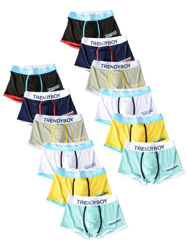 Men's Letter Tape Boxer Brief, Casual Comfy Breathable Underwear for Daily Wear, Men's Underwear for All Seasons