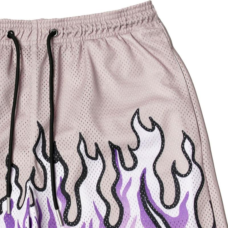 Men's Stylish Loose Fire Pattern Short, Casual Breathable Comfy Drawstring Short Workout Cool Shorts Gym Basketball Running Short Pants