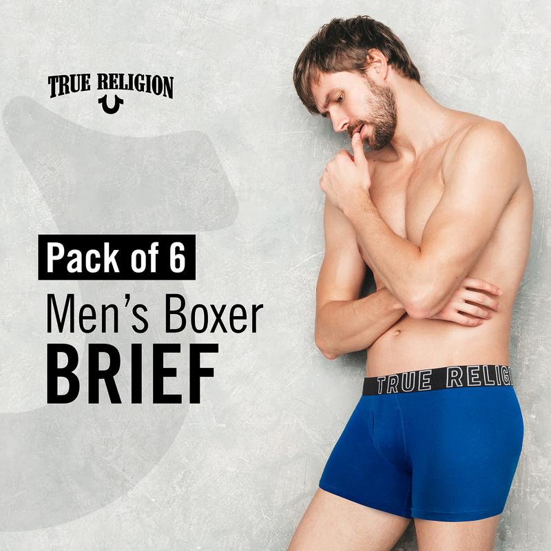 True Religion Mens Boxer Briefs Cotton Stretch Underwear for Men Pack of 6