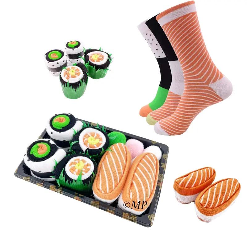 Sushi Socks, 3 Pairs Fun Socks, Unique Novelty Funny Socks for Men and Women, Sushi Lovers, Birthday, Thanksgiving Christmas Gift Idea Menswear