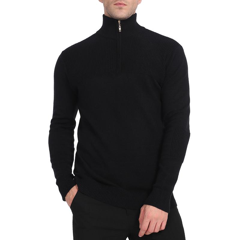 Men's Quarter Zip Pullover Sweater, Casual Turtleneck Knit Long Sleeve, Fall Winter Clothes