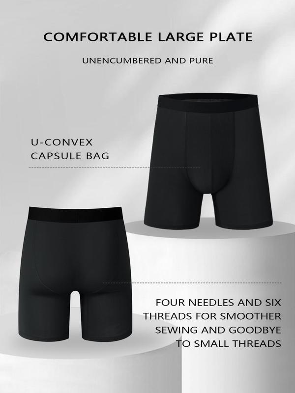 Men's Solid Color Seamless Boxer Brief, Casual Comfy Breathable Underwear for Daily Wear, Men's Underwear for All Seasons