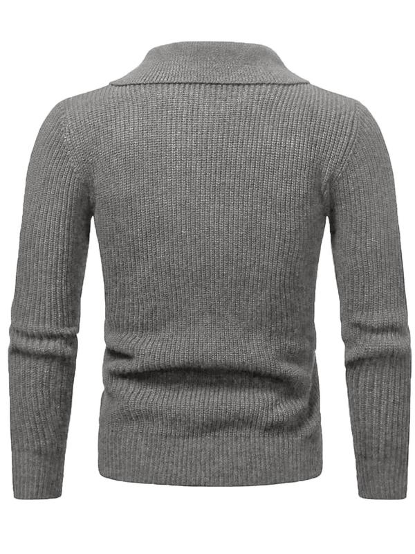 Men's Solid Drop Shoulder Half Zip Up Knit Top, Loose Casual Long Sleeve  Polo Sweater, Polo Neck Top for Fall & Winter, Men's Knitwear Clothes for Daily Wear, Minimalistic Outfit, Starboy Outfit